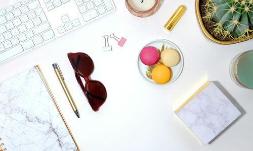 Organized minimalist workspace with green accents